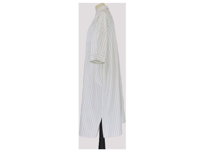 Vestido de manga corta Terregles de algodón a rayas blancas Mackintosh Blanco - vista 2
