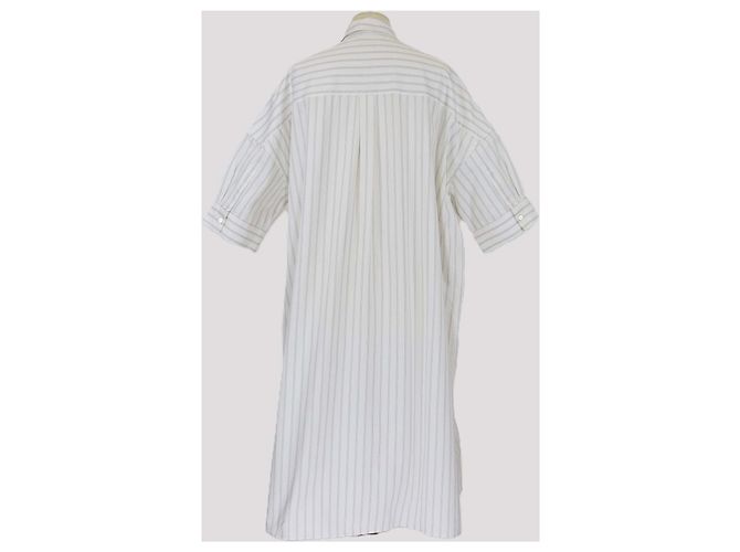 Vestido de manga corta Terregles de algodón a rayas blancas Mackintosh Blanco - vista 3