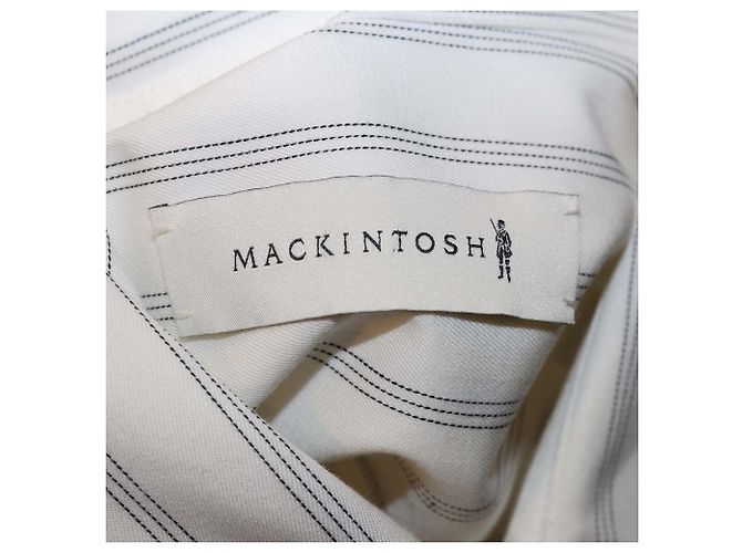 Vestido de manga corta Terregles de algodón a rayas blancas Mackintosh Blanco - vista 5
