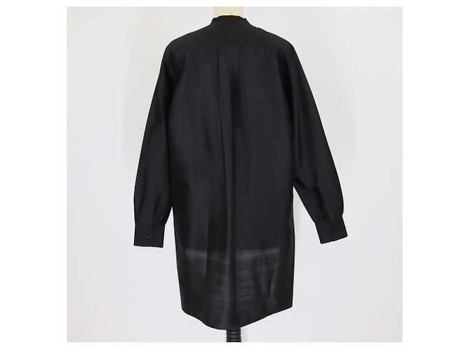 Túnica larga de seda texturizada negra con logo de abeja bordado Christian Dior Negro - vista 3