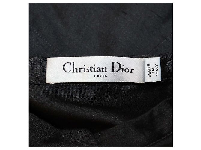 Túnica larga de seda texturizada negra con logo de abeja bordado Christian Dior Negro - vista 4