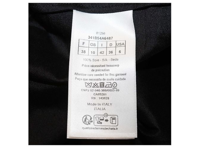 Túnica larga de seda texturizada negra con logo de abeja bordado Christian Dior Negro - vista 5
