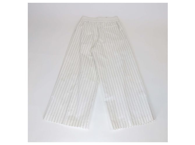 Calça larga de algodão com listras brancas Mackintosh Terregles Branco - vista 2