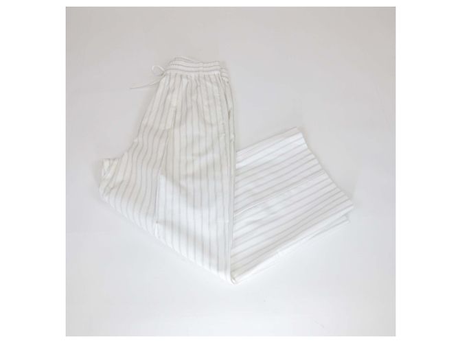 Calça larga de algodão com listras brancas Mackintosh Terregles Branco - vista 3