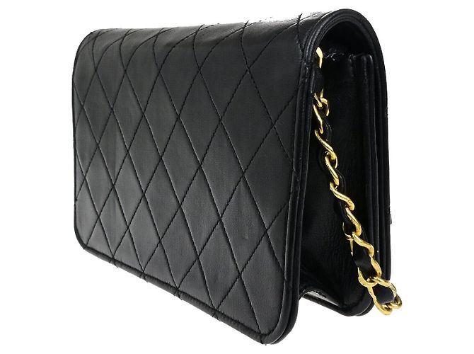 Wallet On Chain Cartera Chanel en cadena de cuero acolchado Negro - vista 4