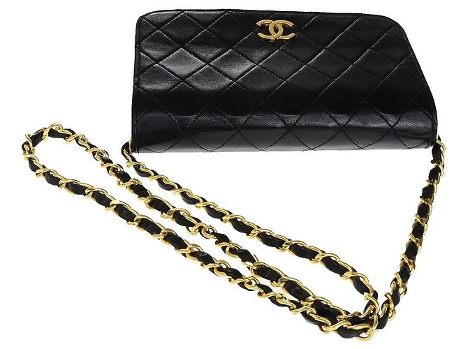 Wallet On Chain Cartera Chanel en cadena de cuero acolchado Negro - vista 7