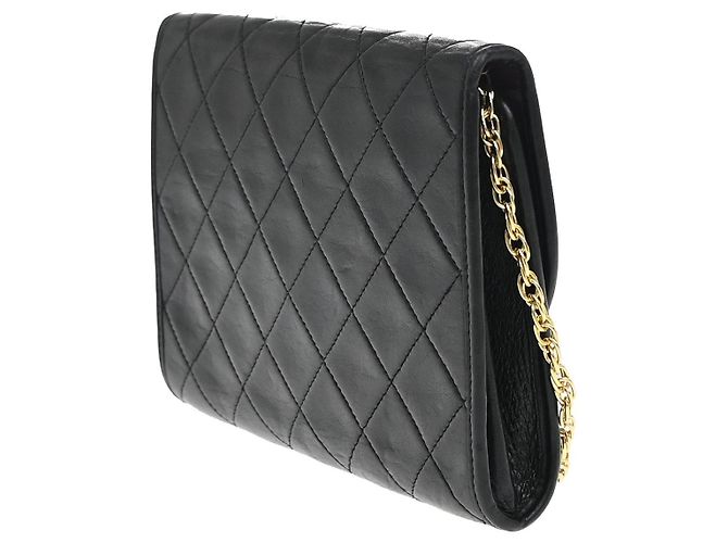 Wallet On Chain Cartera Chanel con cadena de cuero acolchado Negro - vista 4