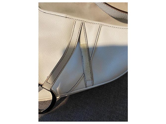 Borsa Dior Saddle in pelle bianca Bianco sporco - vista 7