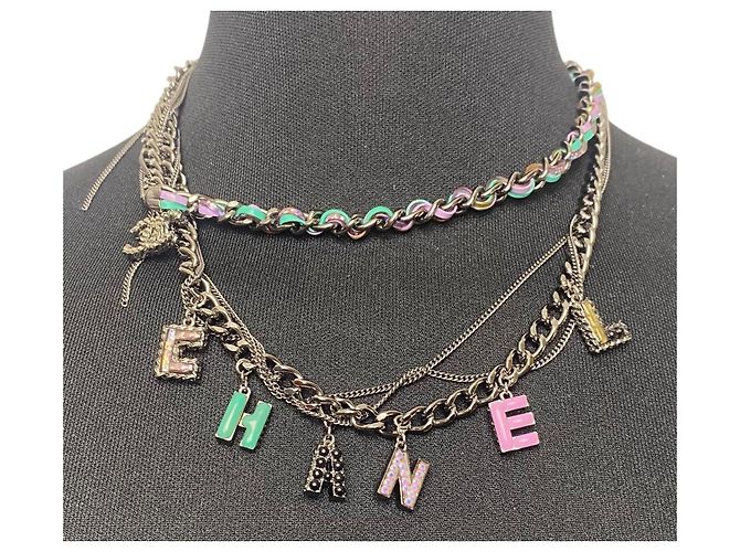 Cintura collana multicolore multichains 17P di Chanel Silver hardware - vista 4