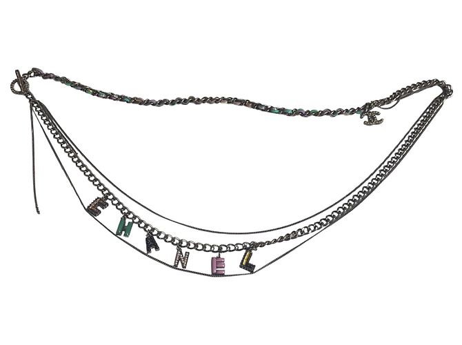 Cintura collana multicolore multichains 17P di Chanel Silver hardware - vista 6