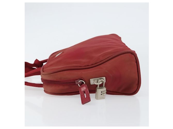 Prada Tote Zip Around Tessuto Medio Rosso - vista 4