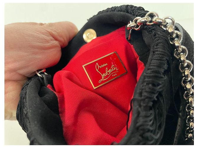 Borsa a tracolla Christian Louboutin in suede nero - vista 7