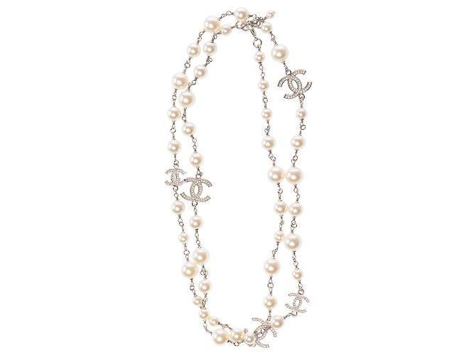 Gioielli CHANEL CC in Perla Bianca - 103170 Bianco - vista 4