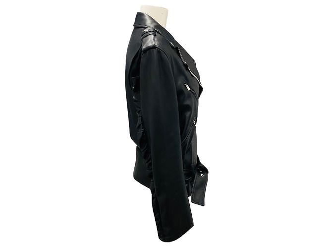 Michael Kors Collection Black Lamb Leather Moto Zip Jacket - view 2
