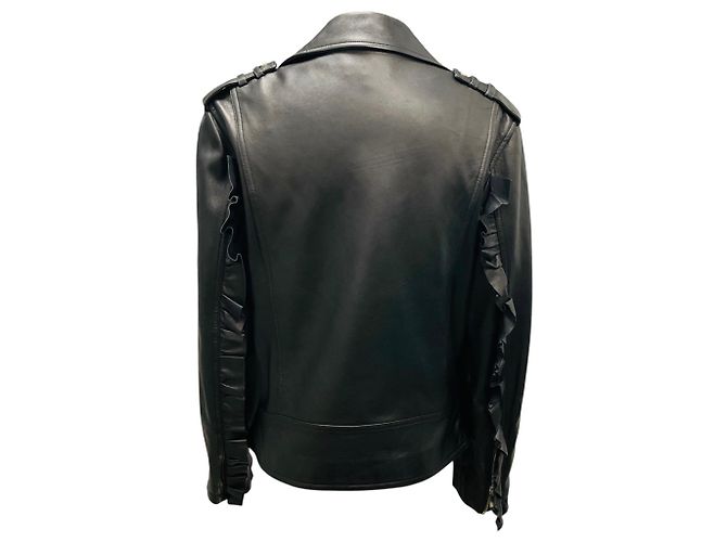 Michael Kors Collection Black Lamb Leather Moto Zip Jacket - view 3