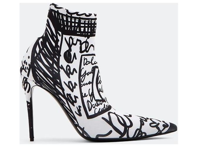 Dolce & Gabbana DOLCE&GABBANA  DG doodle ankle sock boots Black White - view 2