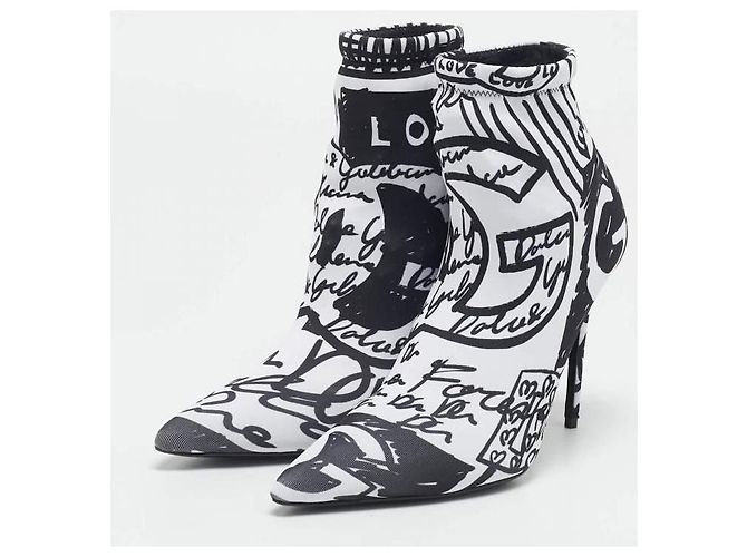 Dolce & Gabbana DOLCE&GABBANA  DG doodle ankle sock boots Black White - view 4