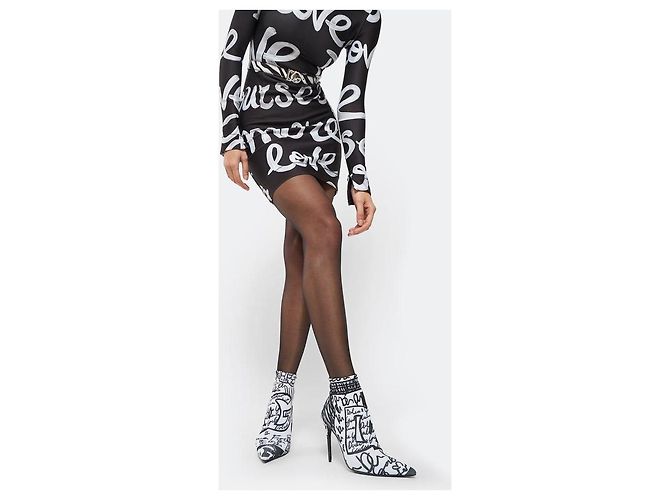 Dolce & Gabbana DOLCE&GABBANA  DG doodle ankle sock boots Black White - view 5