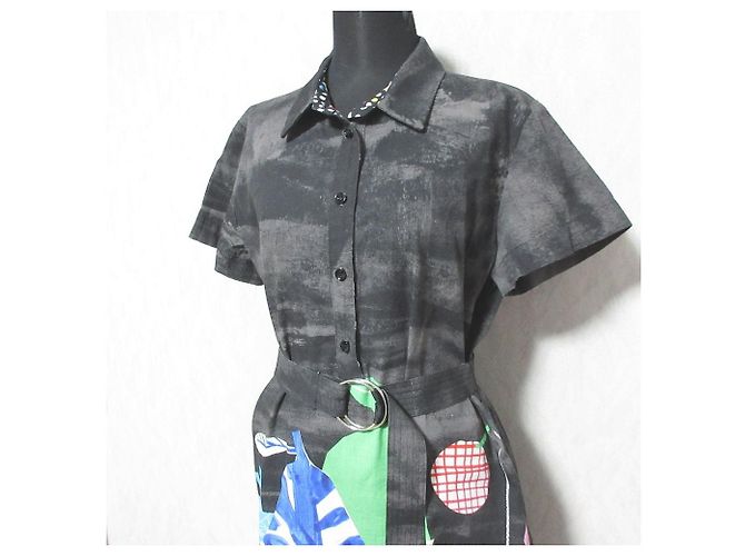 Autre Marque Gürtel-Tunika-Kleid i BLUES Schwarz - Ansicht 4