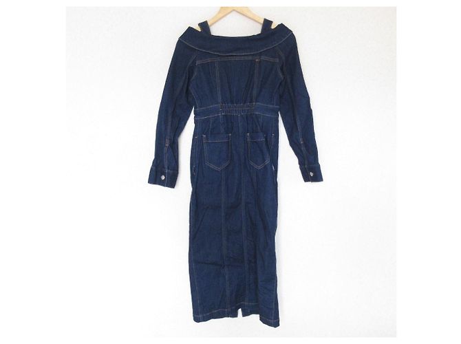 Autre Marque Lillian Carat Off-Shoulder Denim Kleid Blau - Ansicht 2
