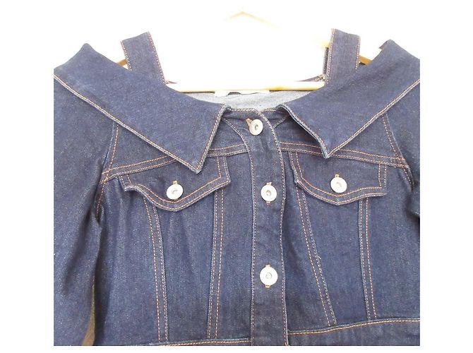 Autre Marque Lillian Carat Off-Shoulder Denim Kleid Blau - Ansicht 7