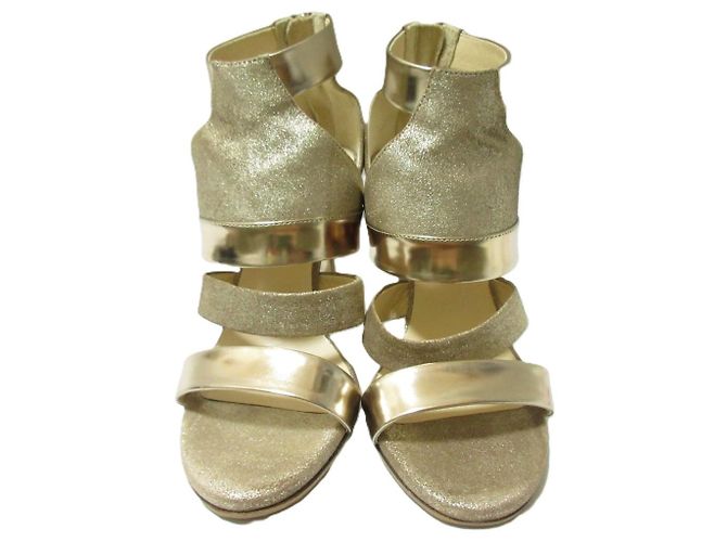Jimmy Choo Leder Stiletto Gladiator Sandalen Golden - Ansicht 2