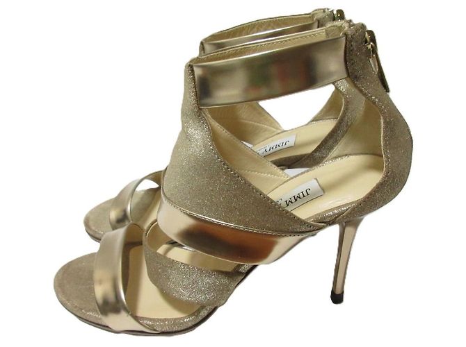 Jimmy Choo Leder Stiletto Gladiator Sandalen Golden - Ansicht 3