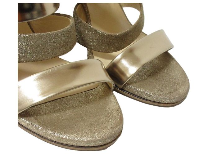 Jimmy Choo Leder Stiletto Gladiator Sandalen Golden - Ansicht 4