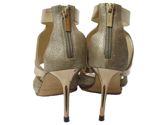 Jimmy Choo Leder Stiletto Gladiator Sandalen Golden - Ansicht 5