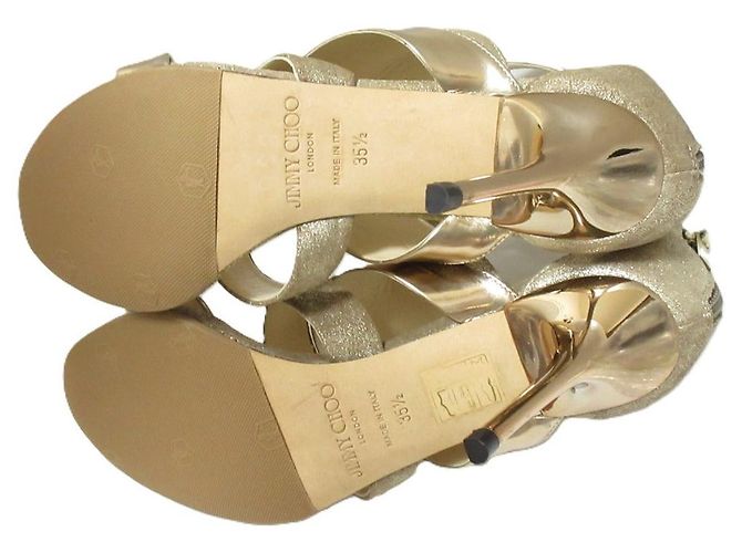 Jimmy Choo Leder Stiletto Gladiator Sandalen Golden - Ansicht 7