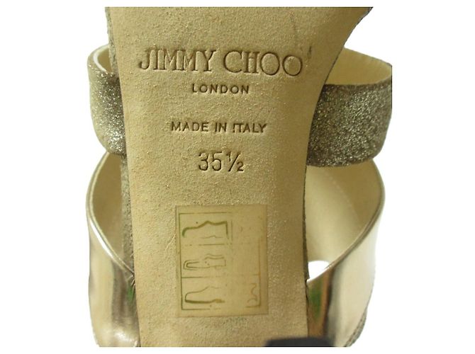 Jimmy Choo Leder Stiletto Gladiator Sandalen Golden - Ansicht 9