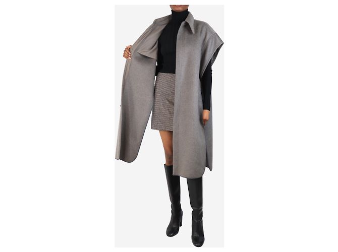 Y'S Grey wool-blend coat - size S - view 4