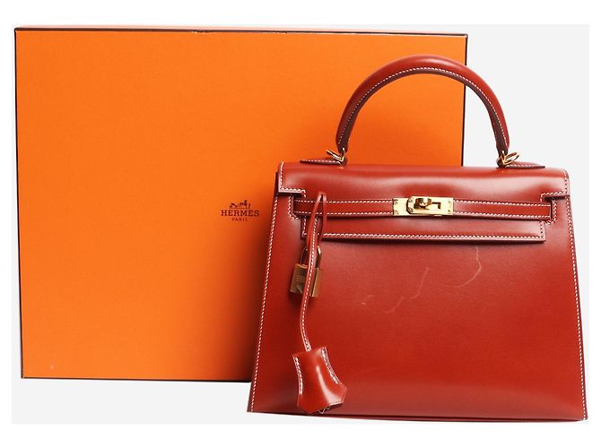 Hermès Borsa Brique Kelly 25 in pelle Box Calf Marrone - vista 13