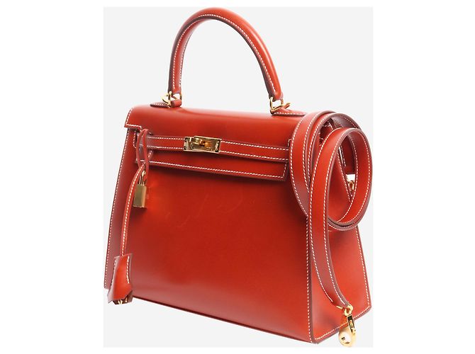 Hermès Borsa Brique Kelly 25 in pelle Box Calf Marrone - vista 6