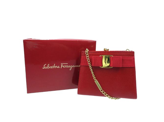 Borsa a Spalla Vara Ribbon di Salvatore Ferragamo Rosso - vista 3