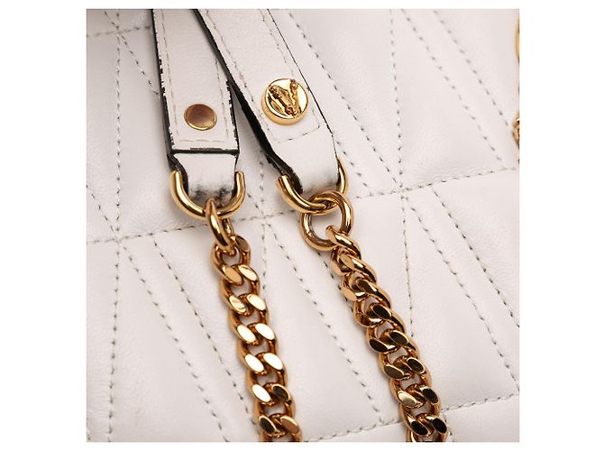 Borsa a tracolla Virtus V in pelle nappa bianca di Versace Bianco - vista 10