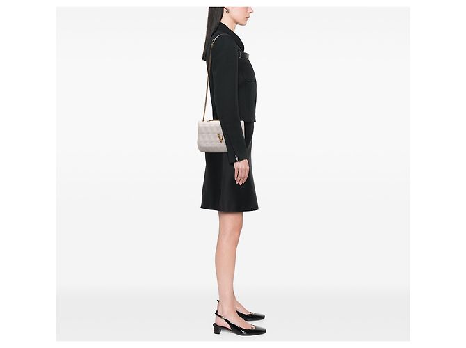 Borsa a tracolla Virtus V in pelle nappa bianca di Versace Bianco - vista 11