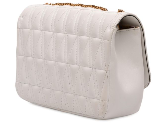 Borsa a tracolla Virtus V in pelle nappa bianca di Versace Bianco - vista 2