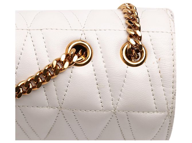 Borsa a tracolla Virtus V in pelle nappa bianca di Versace Bianco - vista 8