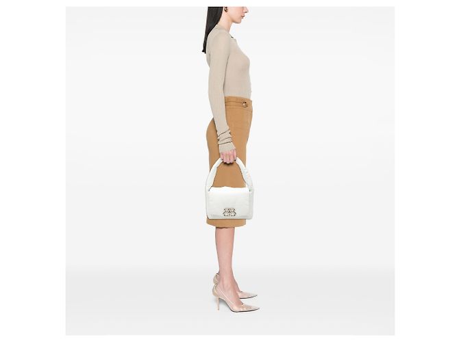 Borsa a spalla Monaco piccola in pelle di vitello bianca Balenciaga Bianco - vista 7