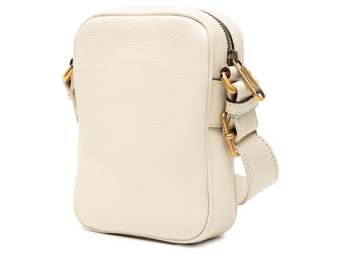 Gucci Mini Crossbody in Pelle Grana Bianca con Logo Bianco - vista 2