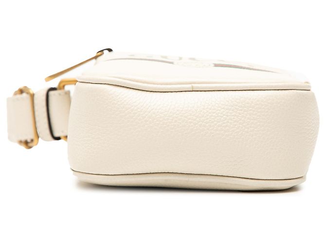Gucci Mini Crossbody in Pelle Grana Bianca con Logo Bianco - vista 3
