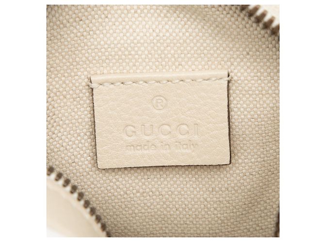 Gucci Mini Crossbody in Pelle Grana Bianca con Logo Bianco - vista 5