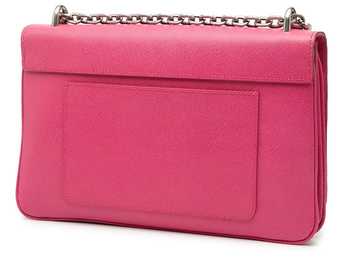 Prada Pink Saffiano Lux Lock Chain Flap Rosa - vista 2