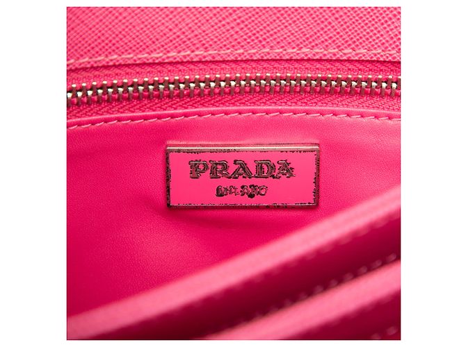 Prada Pink Saffiano Lux Lock Chain Flap Rosa - vista 5