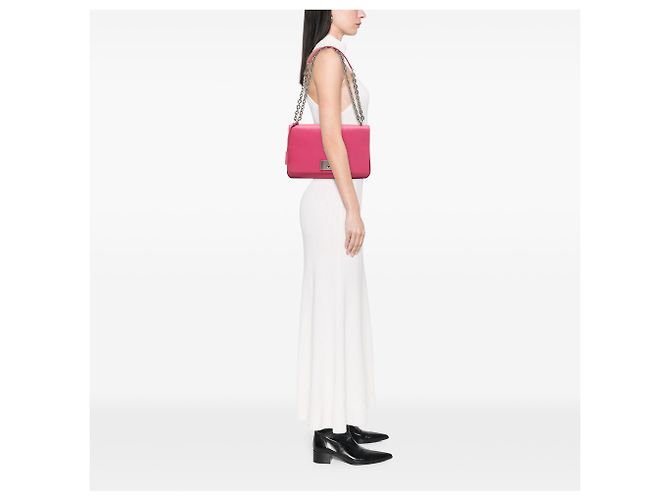 Prada Pink Saffiano Lux Lock Chain Flap Rosa - vista 6