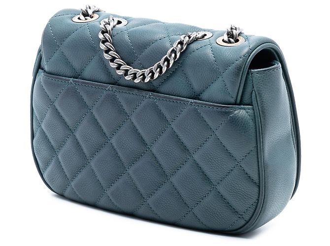 Chanel Blau Kleine Gequiltete Caviar Tasche mit Lappen für Freizeit - Ansicht 2