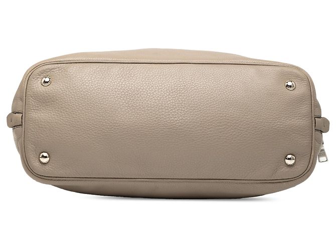 Borsa tote convertibile con zip laterale in vitello daino marrone Prada Taupe - vista 3