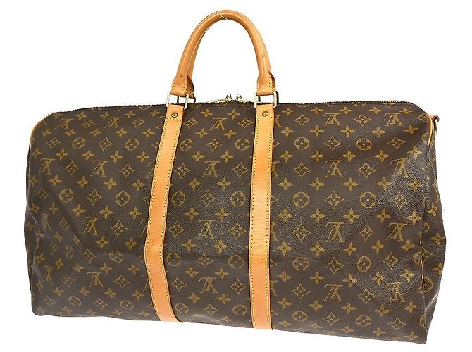 Borsa Keepall Louis Vuitton in tela Monogram 55 Marrone - vista 2