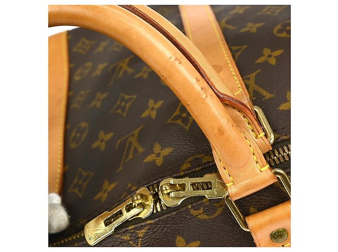 Borsa Keepall Louis Vuitton in tela Monogram 55 Marrone - vista 6